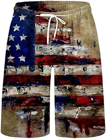 4. Júla Board šortky pre mužov príležitostné 2 v 1 plážové šortky Elastický pás mäkké Stretch USA vlastenecké