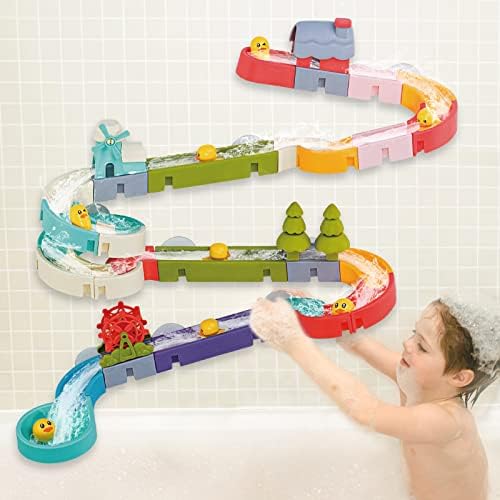 52 Ks Duck Slide Bath Hračky pre deti vo veku 4-8 rokov, Wall Track Building Set pre 5-7 rokov, Fun DIY Kit narodeninový