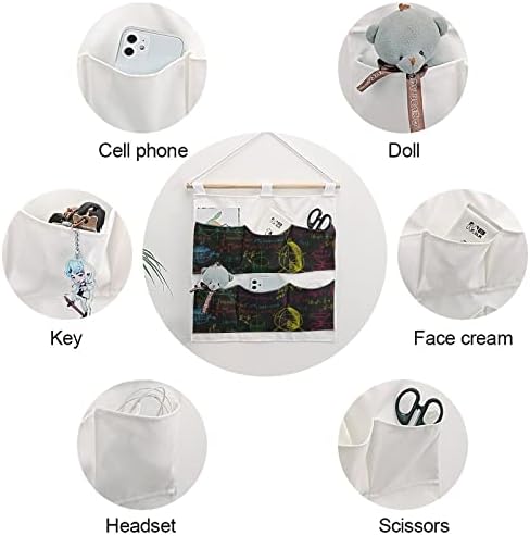 Matematická Veda nástenná skriňa Závesná Úložná taška 6 vreciek ľanová Bavlna cez dvere organizér vrecká do spálne