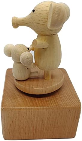 LILYXIN Roztomilý malý slon Mini Music Box, kreslené zvieratá Drevená mechanická hudobná skrinka, darček hudobnej