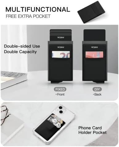 Yesiiw Slim Card Holder Wallet-Minimalistická vyskakovacia Kožená peňaženka pre mužov blokovanie RFID s vreckom