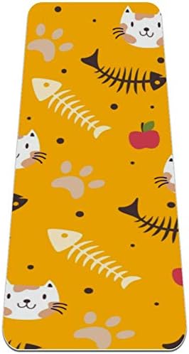 Siebzeh Fishbone Cat Yellow Premium Thick Yoga Mat Eco Friendly Rubber Health & amp; Fitness protišmyková podložka