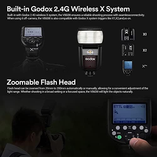 Godox v860iii-F TTL Flash Speedlite pre fotoaparáty Fuji Fujifilm, 2.4 G bezdrôtový HSS 1 / 8000s, lítiová batéria