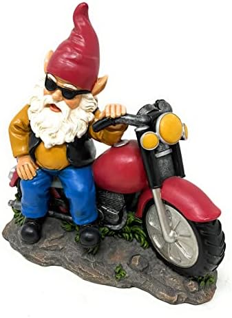 Nature ' s Mark Motorcycle Biker Gnome pózuje so svojou figúrkou sochy Harley Resin Home dekoratívny akcentový