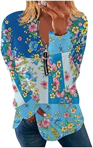 NOKMOPO Dámske šaty košele módne príležitostné Posádky-Neck nepravidelné pruhované geometrické tlač tričko s