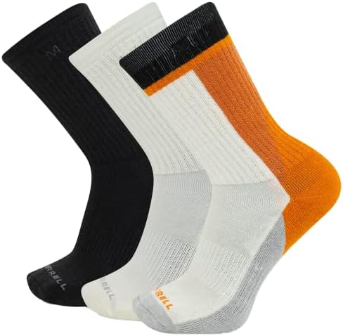 Merrell Pánske A Dámske vlnené každodenné turistické ponožky-3 párové balenie-vankúš Arch Support & Odvod vlhkosti