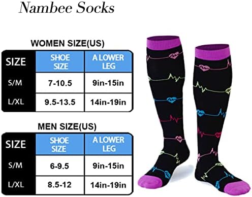 Kompresné ponožky pre ženy 4 páry cirkulačné ponožky, podkolienky Podpora pre turistiku, jazdu na koni,beh,cyklistiku