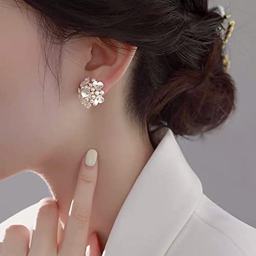 Elegantné kvetinové perlové náušnice Sterling Silver Pins Elegantné kubické zirkóny Crystal malé kvetinové svadobné