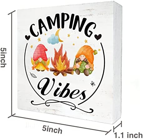 Camping citát Camping vibrácie drevená krabica podpísať Domov Decor rustikálny Camper Camping škriatkovia drevená