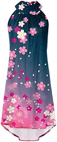 Kvetinové šaty pre ženy nepravidelné tlačené tričko s vysokým výstrihom letné šaty Vintage voľné šaty pre ženy