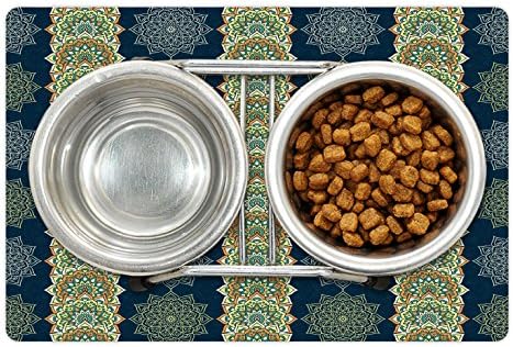 Ambesonne Eastern pet Mat pre potraviny a vodu, České motívy vertikálne hranice Marocké osmanské kultúry inšpirované,