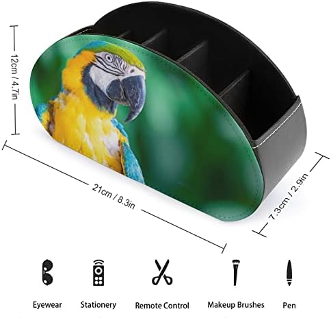 Ara papagáj kožený držiak na diaľkové ovládanie Funny Caddy Storage Box stolný organizér s 5 priehradkami pre