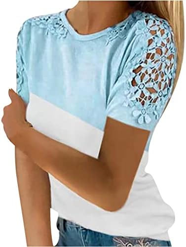 Dámske čipkované tričká s krátkym rukávom Elegantné ležérne priehľadné tričko Letné Dámske topy a blúzky obchodné