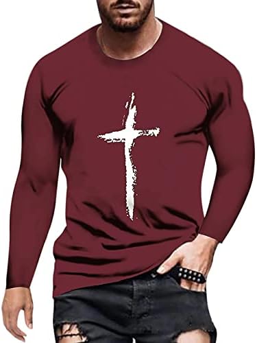 Košele pre mužov s dlhým rukávom Muscle Fitness Y2K grafické tričká Jesus Cross Faith pulóver košele ležérne