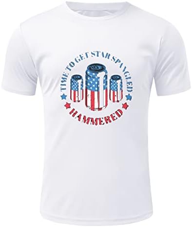HDDK Pánske vlastenecké tričká s krátkym rukávom letné Americká vlajka Letter Print Crewneck ležérne voľné módne