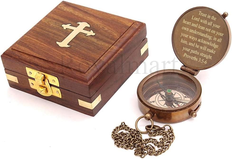 Mosadzný Kompas gravírovaný darček pre syna, vnuka, dcéru, krst, birmovanie prijímanie Krstný syn Kostol promócie