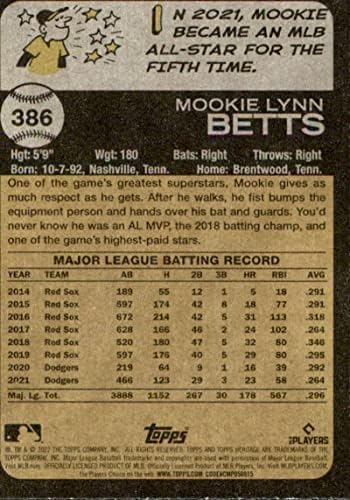 2022 Topps Heritage 386 Mookie Betts Los Angeles Dodgers NM-Mt MLB Baseball