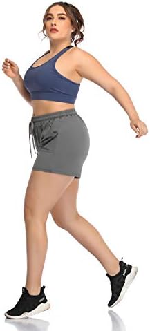 Zerdocean Dámske Plus veľkosť Fitness beh športové šortky Telocvičňa atletické šortky šnúrkou v páse s bočnými