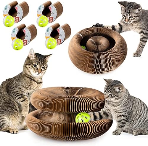 4 ks Magic Organ mačka škrabanie doska s 4 ks mačka hračka loptu so zvončekom mačka škrabadlo hračka mačka kartón