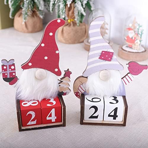 Vianočný drevený Adventný kalendár blok: večný stolový kalendár Santa Gnome stolová ozdoba na vianočné sviatky